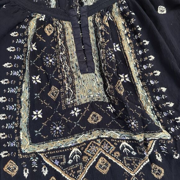 Ecote Blouse, Bohemian, Navy Blue, Off the Shoulder, Flowy, Medium - Picture 8 of 11